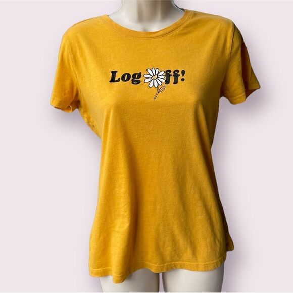 Aeropostale Tops - Aeropostale Classic Crew Log Off Yellow Daisy T-Shirt Size XL